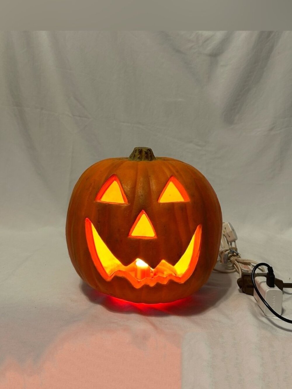 Vintage Gemmy 9" Light Up Foam Jack O Lantern Pumpkin Halloween Decor